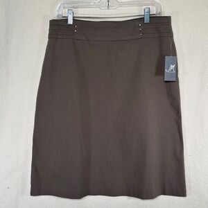 JM Collection Womens Size M Brown Clay Rivet Midi Skirt A-Line Career Office NWT